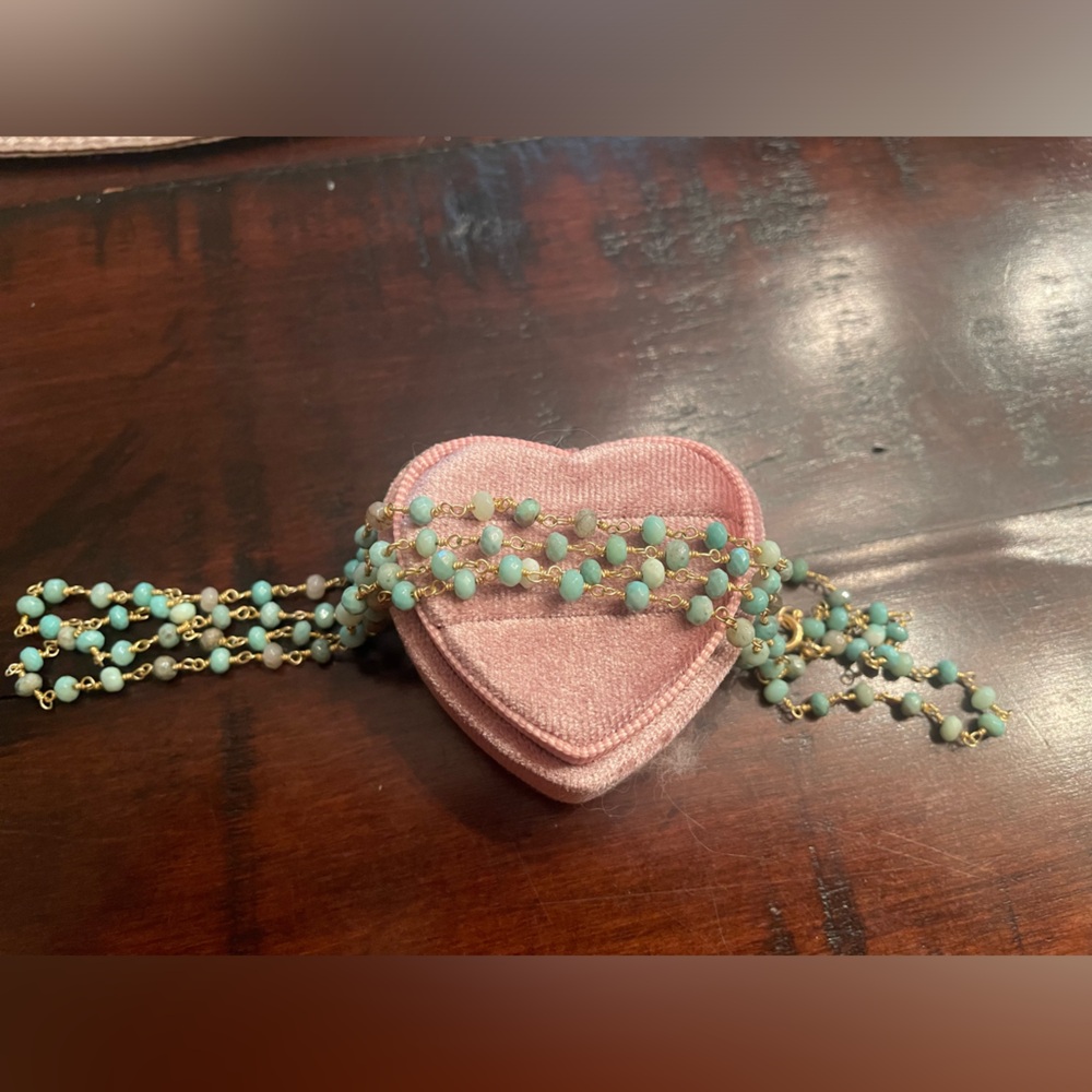 Chrysoparte bead necklace. 34 inches long.